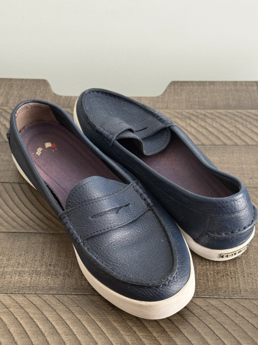 Cole Haan Women's Navy Leather Penny Loafers Size 8.5 B - Picture 6 of 9